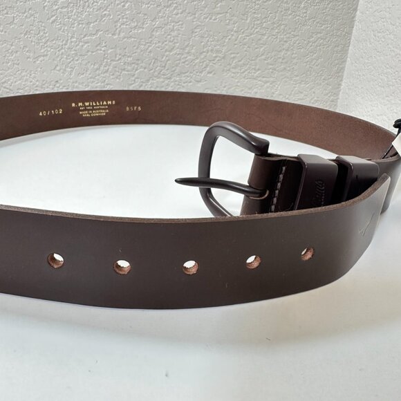 NWT R.M. Williams Drover Belt 40/102 Choc Brown Premium Real Cowhide Australia - Picture 11 of 14